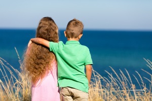 Boy and girl during summer time